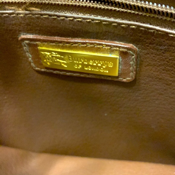 Burberry Olive Checkered Tote with Brown Leather - Picture 6 of 7